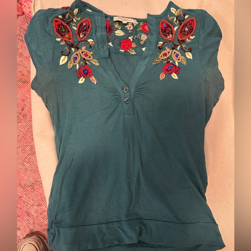 Etro embroidered top, vintage bought at Bergdorf